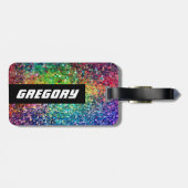 Cool Multicolor Retro Glitter & Sparkles Patroon 2 Bagagelabel (Achterkant horizontaal)