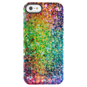 Cool Multicolor Retro Glitter & Sparkles Patroon 2 Doorzichtig iPhone SE/5/5s Hoesje