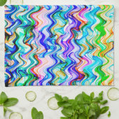 Cool Multicolored Wavy Zig Zag Pattern Theedoek (Gevouwen)