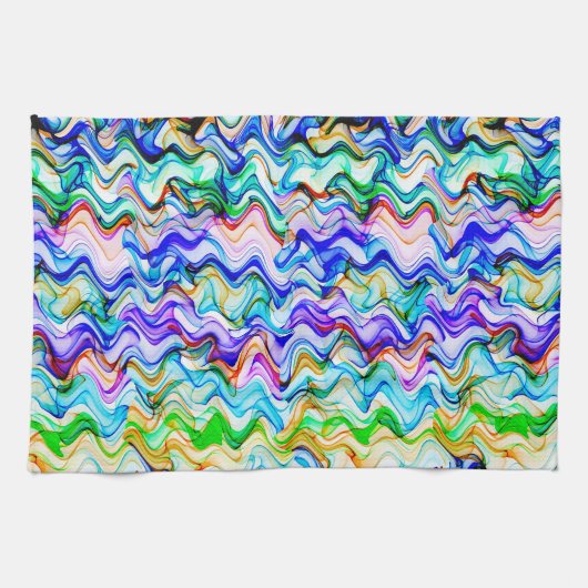 Cool Multicolored Wavy Zig Zag Pattern Theedoek (Horizontaal)