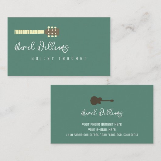 Cool Music Business Card for Guitarists Visitekaartje (Voorkant / Achterkant)