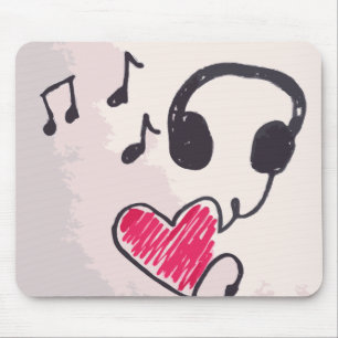 Cool Music is Love Doodle Mousepad Muismat