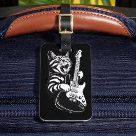 Cool Music Love | Rock Cat Playing Electric Guitar Bagagelabel