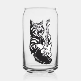 Cool Music Love | Rock Cat Playing Electric Guitar Blikvorm Glas