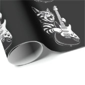 Cool Music Love | Rock Cat Playing Electric Guitar Cadeaupapier (Rol Hoek)