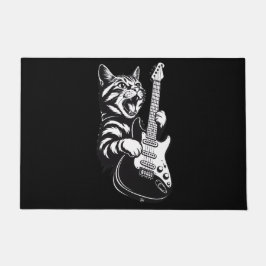 Cool Music Love | Rock Cat Playing Electric Guitar Deurmat