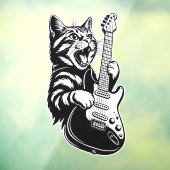 Cool Music Love | Rock Cat Playing Electric Guitar Raamsticker (Vel 3)