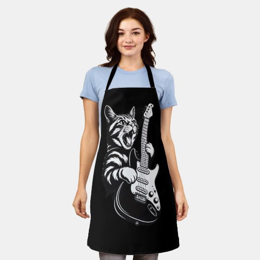 Cool Music Love | Rock Cat Playing Electric Guitar Schort (Gedragen)