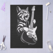 Cool Music Love | Rock Cat Playing Electric Guitar Tissuepapier (Craft)