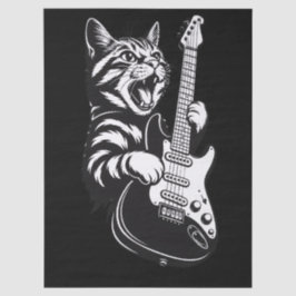 Cool Music Love | Rock Cat Playing Electric Guitar Tissuepapier