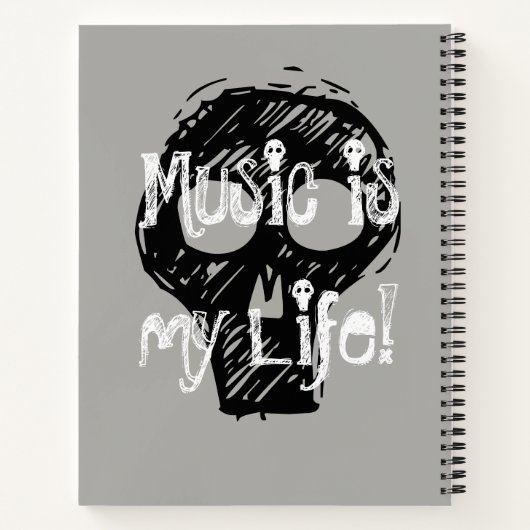 Cool Music Rock en Roll Skulls Personaliseren Name Notitieboek (Achterkant)