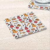 Cool Music Thed Banjo Drums Guitar Violin More Kartonnen Onderzetters (Schuin)