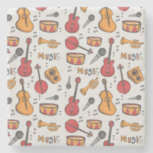 Cool Music Thed Banjo Drums Guitar Violin More Stenen Onderzetter