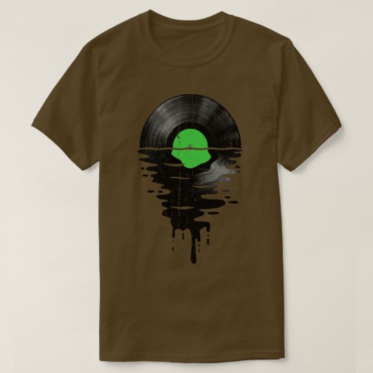 Cool Music Vinyl Retro Groen T-shirt (Design voorkant)