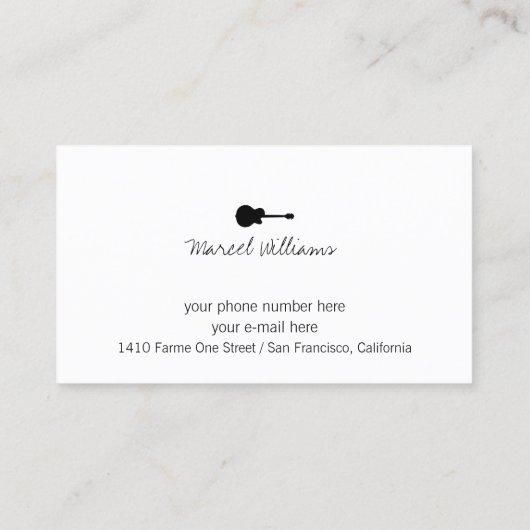 Cool Music Visitekaartje voor Guitar Teachers (Achterkant)