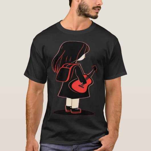 Cool musical Guitar Girl T-shirt (Voorkant)