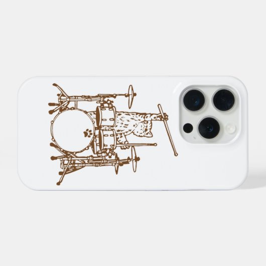 Cool Musician Cat Playing Drums iPhone Hoesje (Achterkant horizontaal)