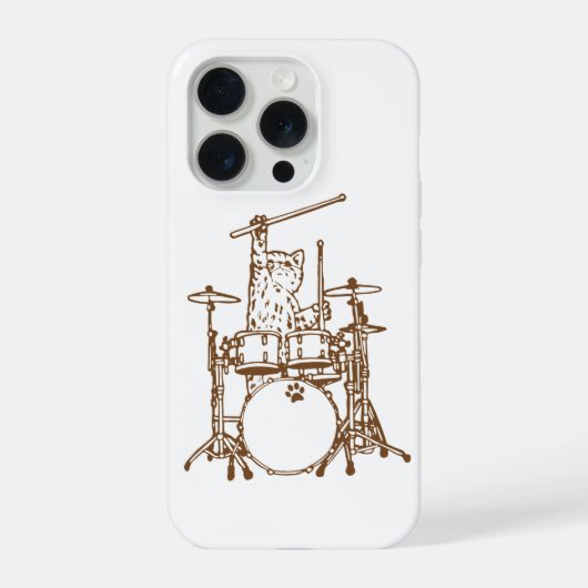Cool Musician Cat Playing Drums  iPhone Hoesje (Achterkant)