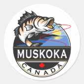 Cool Muskoka Canada Vist buiten Crest Ronde Sticker (Voorkant)