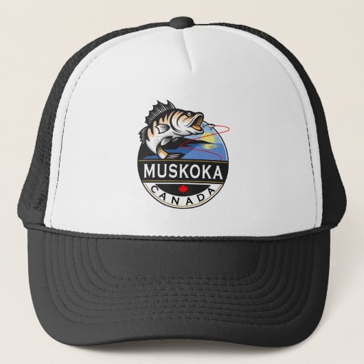 Cool Muskoka Canada Vist buiten Crest Trucker Pet (Voorkant)