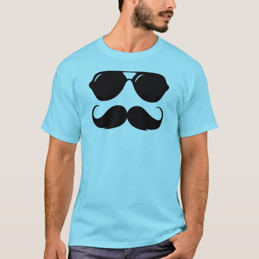 Cool Mustache met Shades T-shirt (Voorkant)