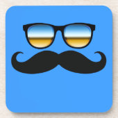 Cool Mustache onder Shades Bier Onderzetter (Voorkant)