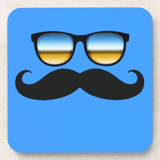 Cool Mustache onder Shades Bier Onderzetter (Voorkant)