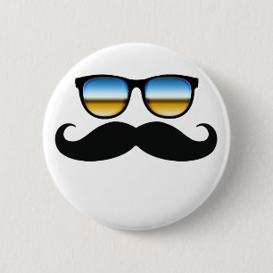 Cool Mustache onder Shades Ronde Button 5,7 Cm