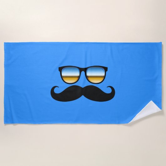 Cool Mustache onder Shades Strandlaken (Voorkant)