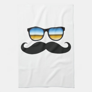 Cool Mustache onder Shades Theedoek
