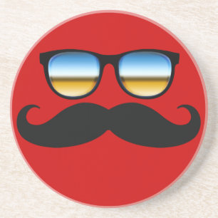 Cool Mustache onder Shades Zandsteen Onderzetter