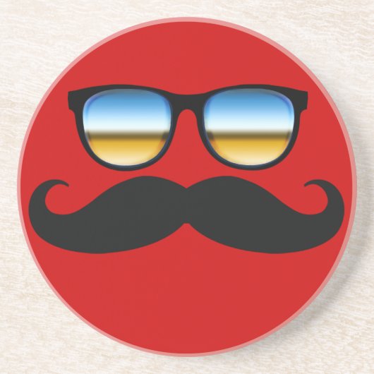 Cool Mustache onder Shades Zandsteen Onderzetter (Voorkant)