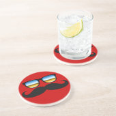 Cool Mustache onder Shades Zandsteen Onderzetter (Zijkant)