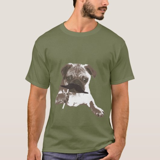 Cool Mustache Papa Pug T-Shirt (Voorkant)