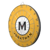 Cool Mustard Yellow Monogram Naam Dartbord (Voorkant Rechts)