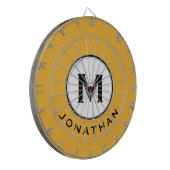 Cool Mustard Yellow Monogram Naam Dartbord (Voorkant Links)