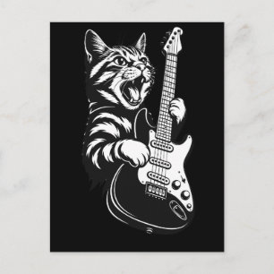 Cool Muziek Liefde Rock Kat die Elektrische Gita Briefkaart