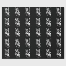 Cool Muziek Liefde | Rock Kat die Elektrische Gita Cadeaupapier