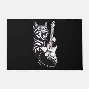 Cool Muziek Liefde Rock Kat die Elektrische Gita Deurmat