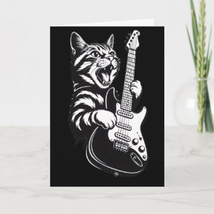 Cool Muziek Liefde   Rock Kat die Elektrische Gita Kaart