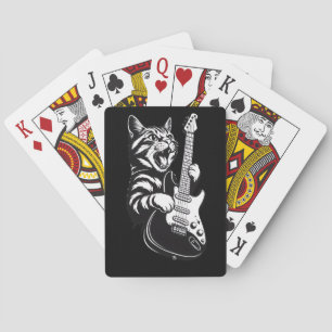 Cool Muziek Liefde Rock Kat die Elektrische Gita Pokerkaarten