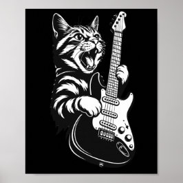 Cool Muziek Liefde | Rock Kat die Elektrische Gita Poster