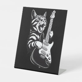Cool Muziek Liefde | Rock Kat die Elektrische Gita Reclamebord Met Voetstuk