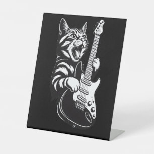 Cool Muziek Liefde   Rock Kat die Elektrische Gita Reclamebord Met Voetstuk