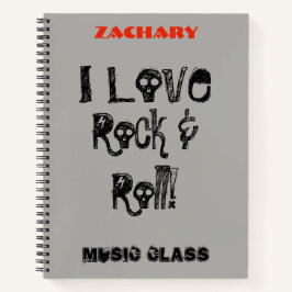 Cool muziek Rock and Roll Schedels Pas naam aan Notitieboek