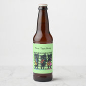 Cool Muzikaal Zwart Katten Instrumenten Bladmuziek Bier Etiket (Voorkant)