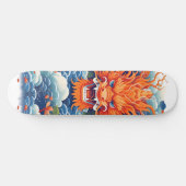 Cool Mythical Dragon Head Sinaasappel Blauwe Tint Persoonlijk Skateboard (Horizontaal)