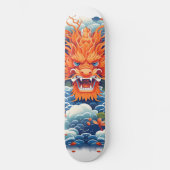Cool Mythical Dragon Head Sinaasappel Blauwe Tint Persoonlijk Skateboard (Voorkant)