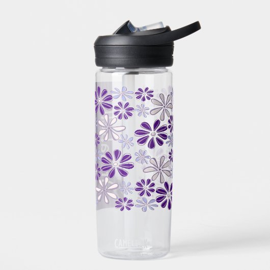 Cool Naam Paarse Flower Doodle Pattern Waterfles (Links)