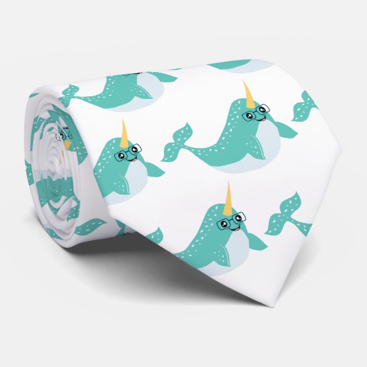 Cool Narwhal Pattern Stropdas (Opgerold)